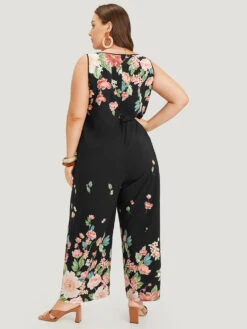 Floral Square Neck Zip Back Pocket Jumpsuit -Bloomchic Shop 547207286 lu e15720d7 83a8 47a9 9940 ec53c21b37b9