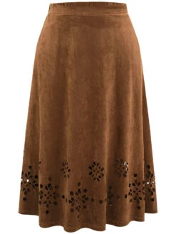 Plain Elastic Waist Pocket Laser Cut Skirt 13 Plain Elastic Waist Pocket Laser Cut Skirt -Bloomchic Shop 549964851 vw