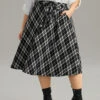 Plaid Elastic Waist Knot Ties Skirt -Bloomchic Shop 551301524 pp