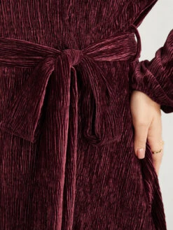 Glitter Textured Lantern Sleeve Belted Ruffle Blouse 15 Glitter Textured Lantern Sleeve Belted Ruffle Blouse -Bloomchic Shop 553757906 ao