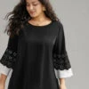 Anti-Wrinkle Laser Cut Contrast Ruffles Blouse -Bloomchic Shop 555465600 xt