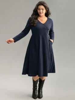 Solid Appliques Button Detail Elastic Waist Dress -Bloomchic Shop 556930084 pf