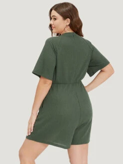 Plain Waffle Knit Pocket Button Detail Notched Jumpsuit 14 Plain Waffle Knit Pocket Button Detail Notched Jumpsuit -Bloomchic Shop 557881570 rl