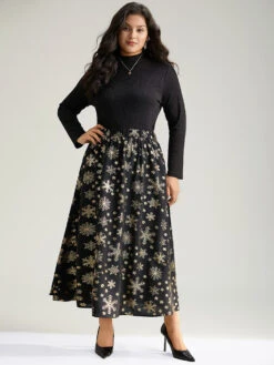 Snowflake Glitter Elastic Waist Pocket A-line Skirt 12 Snowflake Glitter Elastic Waist Pocket A-line Skirt -Bloomchic Shop 55800332 fy