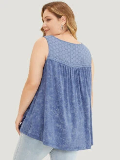 Solid Plicated Detail Crochet Lace Tank Top -Bloomchic Shop 56056549 pw 8bfc0fd6 e62f 4b4c 94a1 18afe2d4ab60