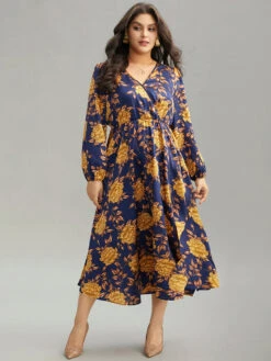 Floral Elastic Waist Wrap Split Hem Dress 11 Floral Elastic Waist Wrap Split Hem Dress -Bloomchic Shop 560791527 cu