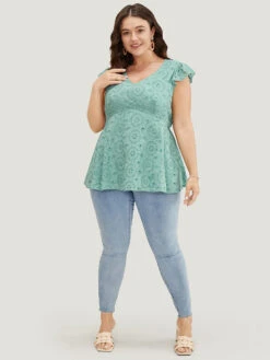 Solid Broderie Anglaise Ruffles Cap Sleeve Tank Top 14 Solid Broderie Anglaise Ruffles Cap Sleeve Tank Top -Bloomchic Shop 560908972 ck