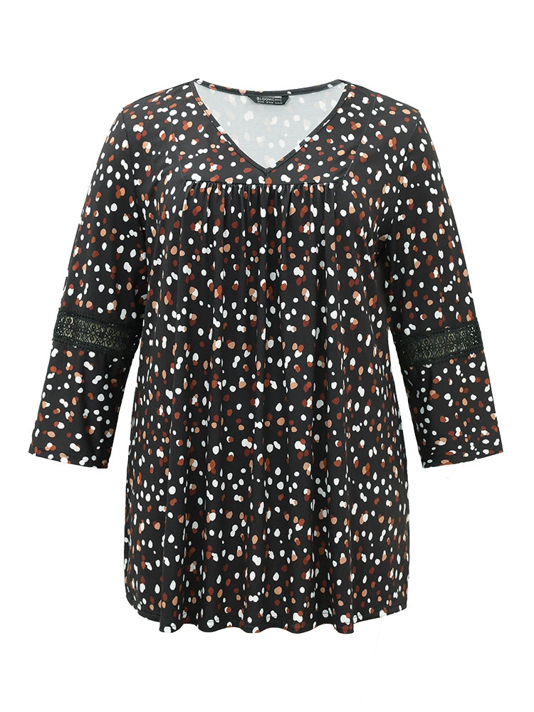 Allover Print Guipure Lace Plicated Detail T-shirt 10 Allover Print Guipure Lace Plicated Detail T-shirt - Image 8