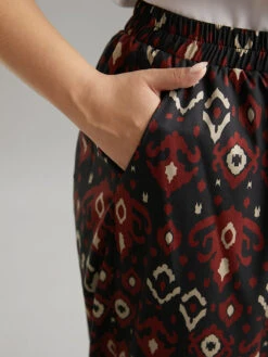 Moroccan Print Elastic Waist Wide Leg Pants 13 Moroccan Print Elastic Waist Wide Leg Pants -Bloomchic Shop 563062961 qe