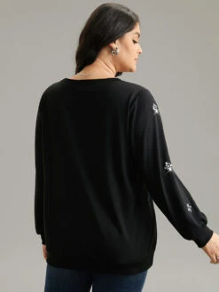 Beaded Floral Elastic Cuffs Sweatshirt 14 Beaded Floral Elastic Cuffs Sweatshirt -Bloomchic Shop 563818098 yb