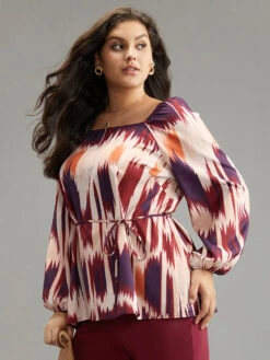 Tie Dye Print Ties Square Neck Blouse 13 Tie Dye Print Ties Square Neck Blouse -Bloomchic Shop 564673482 gq