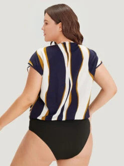 Water Ripple Surplice Neck Dolman Sleeve Bodysuit -Bloomchic Shop 566891313 wl