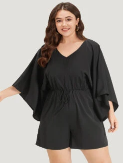 Plain Pocket Flounce Sleeve Elastic Waist Ties Jumpsuit 15 Plain Pocket Flounce Sleeve Elastic Waist Ties Jumpsuit -Bloomchic Shop 567890726 ge