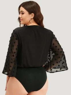 Polka Dot Patchwork Mesh Bell Sleeve Bodysuit 16 Polka Dot Patchwork Mesh Bell Sleeve Bodysuit -Bloomchic Shop 568521297 sq