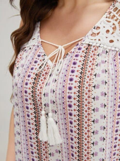 Bandana Print Tassels Lace Tank Top -Bloomchic Shop 569463594 kz