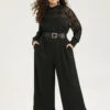 Halloween Anti-Wrinkle Spider Web Crochet Lace Mesh Jumpsuit -Bloomchic Shop 57017050 cw