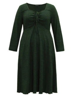 Square Neck Solid Drawstring Rib Knit Dress -Bloomchic Shop 572894533 mk 7c8acca5 b717 4fab 8bd6 0f7d737bec7b