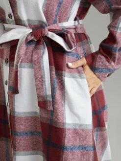 Plaid Shirt Collar Button Through Belted Dress -Bloomchic Shop 573043225 ow