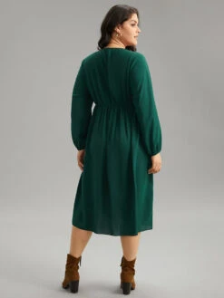 Boho Print Embroidered Wrap Lantern Sleeve Dress 11 Boho Print Embroidered Wrap Lantern Sleeve Dress -Bloomchic Shop 573969487 ka