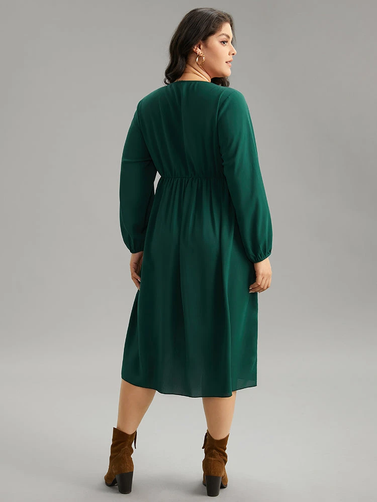 Boho Print Embroidered Wrap Lantern Sleeve Dress 5 Boho Print Embroidered Wrap Lantern Sleeve Dress - Image 3