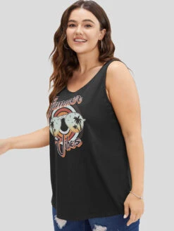 Letter & Graphic Print Round Neck Tank Top -Bloomchic Shop 57609843 ze 152c6172 33b6 4cf4 b066 4502afc1599b