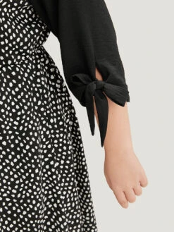 Geometric Graphic Patchwork Knot Cuffs Dress -Bloomchic Shop 576826394 co