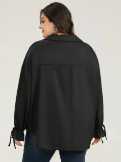 Anti-Wrinkle Knot Pleated Lantern Sleeve Blouse -Bloomchic Shop 578476022 nd