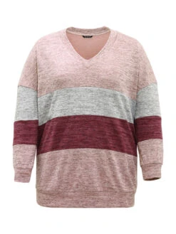 Heather Colorblock Long Sleeve Sweatshirt -Bloomchic Shop 578627831 zf