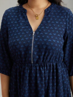 Plain Heart Textured Half Zip Notched Dress -Bloomchic Shop 579533754 ou af82e0e9 46a2 42f5 82fb af550e017721