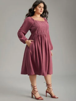 Crochet Lace Square Neck Elastic Cuffs Dress 12 Crochet Lace Square Neck Elastic Cuffs Dress -Bloomchic Shop 583084022 pr 58c7520b 812f 47f1 9bd7 cc6967416de4