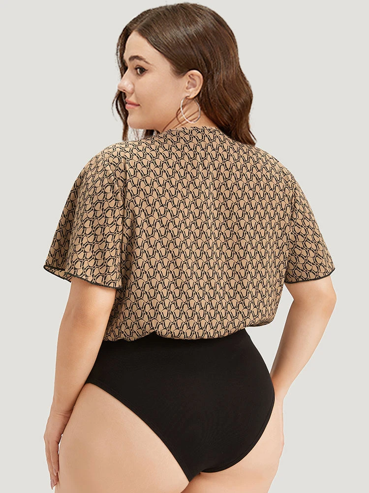 Graphic Print Surplice Neck Ruffle Sleeve Bodysuit 8 Graphic Print Surplice Neck Ruffle Sleeve Bodysuit - Image 6