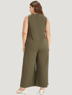 Plain Knot Neck Pocket Plicated Detail Tank Jumpsuit 15 Plain Knot Neck Pocket Plicated Detail Tank Jumpsuit -Bloomchic Shop 584309290 nq