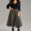 Plaid Contrast Patchwork Ruched Pocket Dress -Bloomchic Shop 58511782 nr 978434cc 366f 42e6 895d 5fab62ce600d