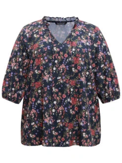 Ditsy Floral Tie Neck Elastic Cuffs Blouse -Bloomchic Shop 585240555 fj dbb62857 f780 4edb 8337 37f30ab51e6b
