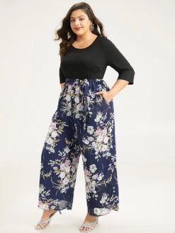 Floral Patchwork Belted Jumpsuit -Bloomchic Shop 585569710 uu 1d45788f 311f 428b 8e1c 1c50605ed1ec