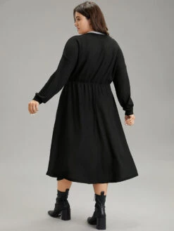 Colorblock Waffle Knit Pocket Drop Shoulder Dress -Bloomchic Shop 587813392 xm