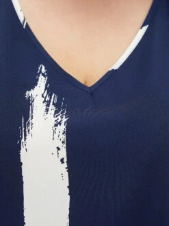 Brush Print V Neck Tank Top -Bloomchic Shop 589870387 cs