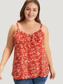 Ditsy Floral Ruffle Trim Cami Top 16 Ditsy Floral Ruffle Trim Cami Top -Bloomchic Shop 590373713 ce