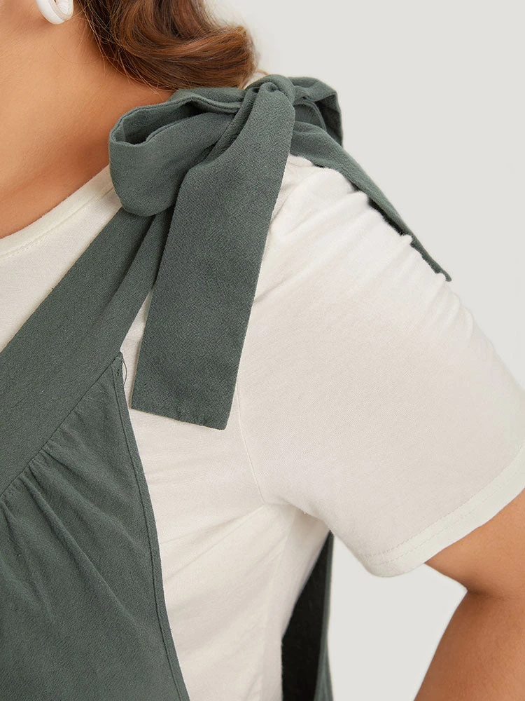 Plain Bowknot Gathered Pocket Overall Jumpsuit 8 Plain Bowknot Gathered Pocket Overall Jumpsuit - Image 6