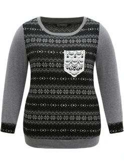 Boho Print Patchwork Lace Panel T-shirt -Bloomchic Shop 59218583 pc