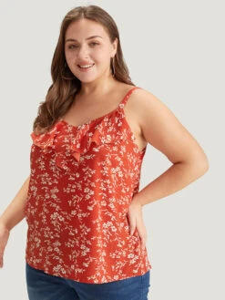 Ditsy Floral Ruffle Trim Cami Top 14 Ditsy Floral Ruffle Trim Cami Top -Bloomchic Shop 593522444 is