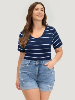 Striped Contrast Patchwork Crew Neck Bodysuit 22 Striped Contrast Patchwork Crew Neck Bodysuit -Bloomchic Shop 593804444 oe 75977ff7 df30 423b ace1 c0fd1d5a5b42