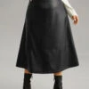 PU Leather Pocket Elastic Waist Cropped Skirt