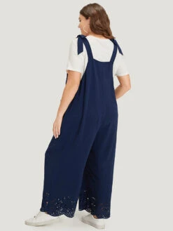 Solid Pleated Patched Pocket Laser Cut Overall Jumpsuit -Bloomchic Shop 596370761 lz