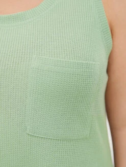 Solid Patched Pocket Waffle Knit Tank Top -Bloomchic Shop 596430832 yp