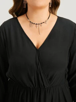 Halloween Plain Lace Asymmetrical Hem Blouse -Bloomchic Shop 597238465 rp