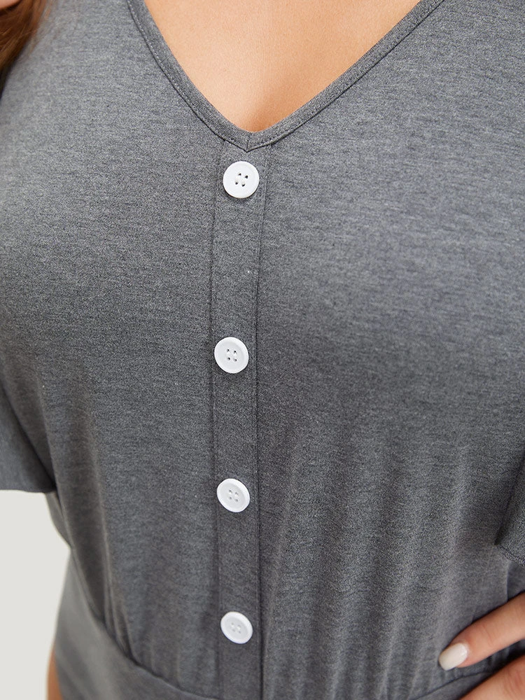 Plain Button Detail Flutter Sleeve Bodysuit 9 Plain Button Detail Flutter Sleeve Bodysuit - Image 7