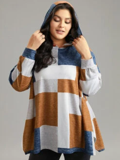 Colorblock Contrast Hooded Drop Shoulder Sweatshirt -Bloomchic Shop 597534233 fz