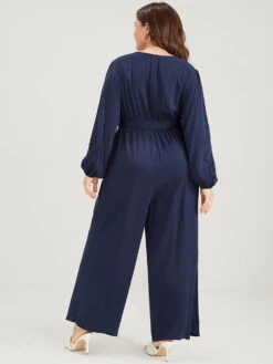 Solid Pocket Lantern Sleeve Embroidered Belted Jumpsuit -Bloomchic Shop 5 ad97e557 6c6a 45d6 95c6 88c533a1f118