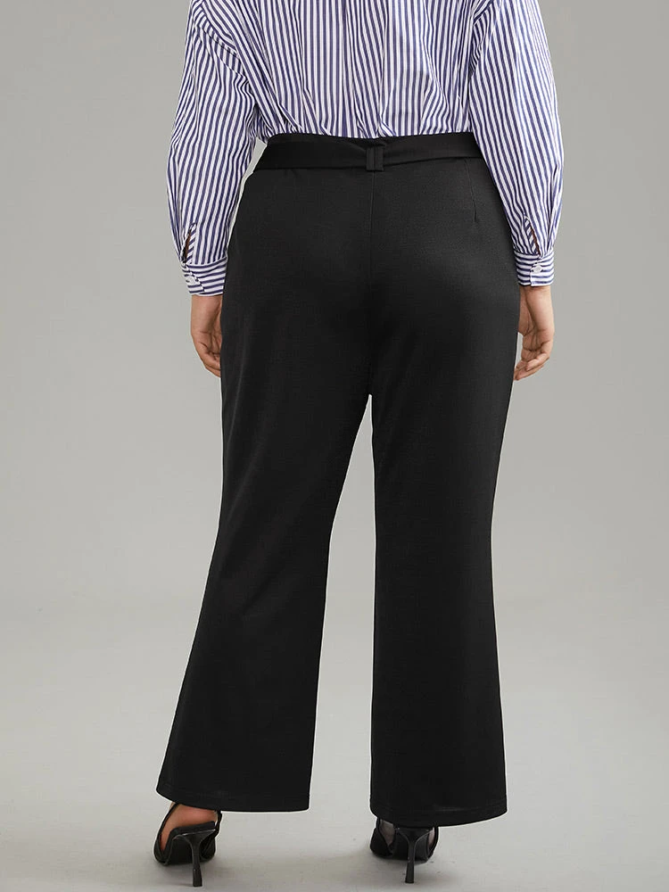 Solid High Rise Belted Bootcut Pants 4 Solid High Rise Belted Bootcut Pants - Image 2